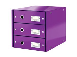 Pojemnik z szufladami Leitz Click & Store fioletowy 3 szuflad 286 x 282 x 358 mm (60480062)