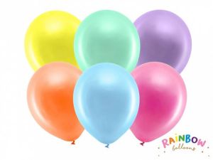 Balon gumowy Partydeco Rainbow metalizowane, mix (RB30M-000)