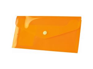 Teczka plastikowa na zatrzask Tetis koperta pp DL kolor: pomarańczowy 140 mic. 110 mm x 220 mm (BT612-P)