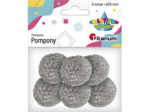 Pompony Titanum Craft-Fun Series pastelowe szary jasny 6 szt (DIY19308)