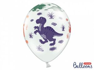 Balon gumowy Partydeco Dinozaury, Pastel Pure White biały 300mm 20cal (SB14P-159-008-6)