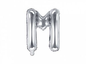 Balon foliowy Partydeco Litera M, 35cm, srebrny 14cal (FB2M-M-018)