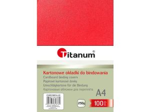 Karton do bindowania Titanum błyszczący - chromolux A4 - czerwony 250 g