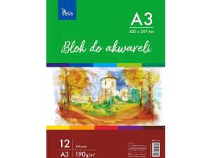 Blok artystyczny Tetis do akwareli A3 190g 12k (KB011-A3)