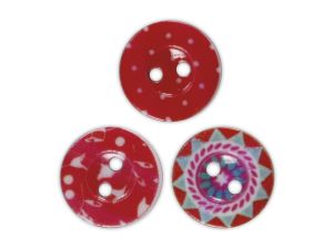 Guziki Titanum Craft-Fun Series plastikowe okrągłe 15mm czerwony 30 szt (191086)