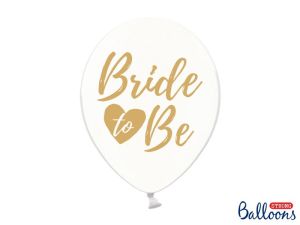 Balon gumowy Partydeco 30cm, Bride to be, Crystal Clear biały 300 mm (SB14C-205-099G-6)