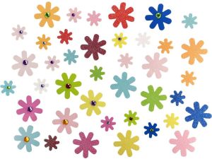 Ozdoba papierowa Titanum Craft-Fun Series kwiatki, kwiatki z kryształkiem (5048)