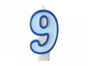 Świeczka urodzinowa Partydeco Cyferka 9 w kolorze niebieskim 7 centymetrów (SCU1-9-001)