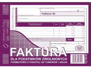 Druk offsetowy Michalczyk i Prokop Faktura dla podatników zwolnionych z podatku VAT A5 80k. (203-3E)