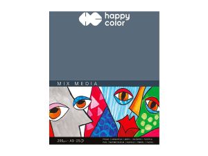 Blok rysunkowy Happy Color mix media A3 biały 200g 25k (HA 3720 3040-A25)