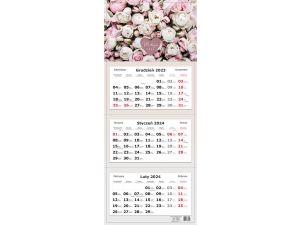 Kalendarz ścienny 5902277338204 Interdruk 340x825 trójdzielny 340mm x 825mm (Kwiaty)