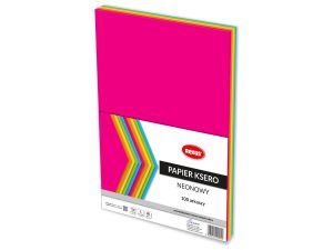 Papier kolorowy Rexus neonowy A4 - mix 80 g (609092)