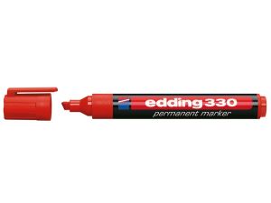 Marker permanentny Edding, czerwony 1,0-5,0 mm ścięta końcówka