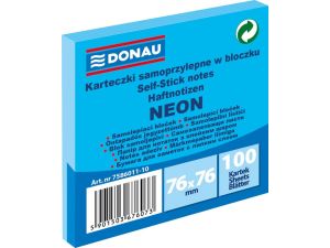 Notes samoprzylepny Donau Neon niebieski 100k 76 mm x 76 mm (7586011-10)