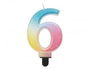Świeczka urodzinowa Godan cyferka 6, ombre, pastelowa, 8 cm (SF-OPA6)