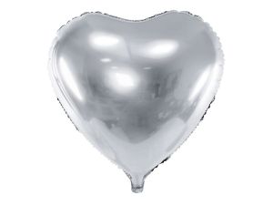 Balon foliowy Partydeco serce srebrne 18cal (FB9M-018)