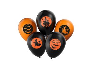 Balon gumowy Arpex Halloween 5 sztuk czarno-pomarańczowy (HA5678)