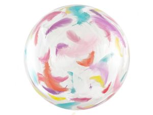 Balon gumowy Godan Aqua - kryształowy, kolorowe piórka mix 510mm 20cal (KR-20KP)