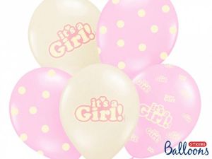 Balon gumowy Partydeco Its a Girl, Pastel Mix mix 300mm (SB14P-252-000-6)