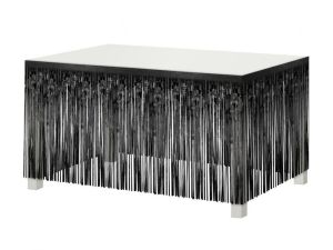 Dekoracja Godan na brzeg stołu B&C, frędzle, czarna, 80x300 cm (SH-DFCZ)