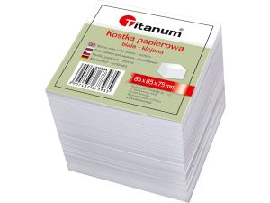 Kostka papierowa Titanum klejona duża - biały 85 mm x 85 mm x 75 mm