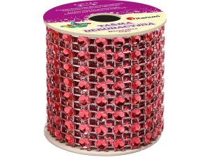Taśma ozdobna Titanum Craft-Fun Series z kryształkami czerwona 50 mm 2 m (PJ512)