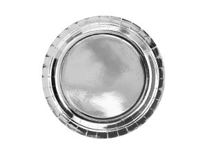 Talerz jednorazowy Partydeco okrągłe, srebrny śr. 230 mm 6 szt (TPP36-018ME)