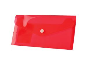 Teczka plastikowa na zatrzask Tetis koperta pp DL kolor: czerwony 140 mic. 110mm x 220mm (BT612-C)