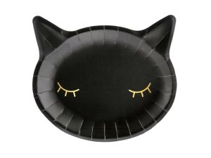 Talerz jednorazowy Partydeco Halloween kotek czarny 1op/6szt. śr. 220 mm 6 szt (TPP60)