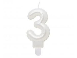 Świeczka urodzinowa Godan cyferka 3, perłowa biała, 7 cm (SF-PBI3)
