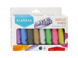 Farba akrylowa Starpak 8kolx 25ml, metalik kolor: mix 25ml (484980)