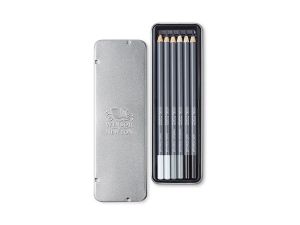 Ołówek Winsor zestaw węgli do szkicowania + metalowy piórnik (różne) (0490025)