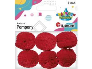 Pompony Titanum Craft-Fun Series czerwone 6 szt
