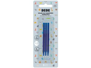 Wkład do długopisu Bebe wymazywalny 3szt 5902277331861, niebieski 0,7mm